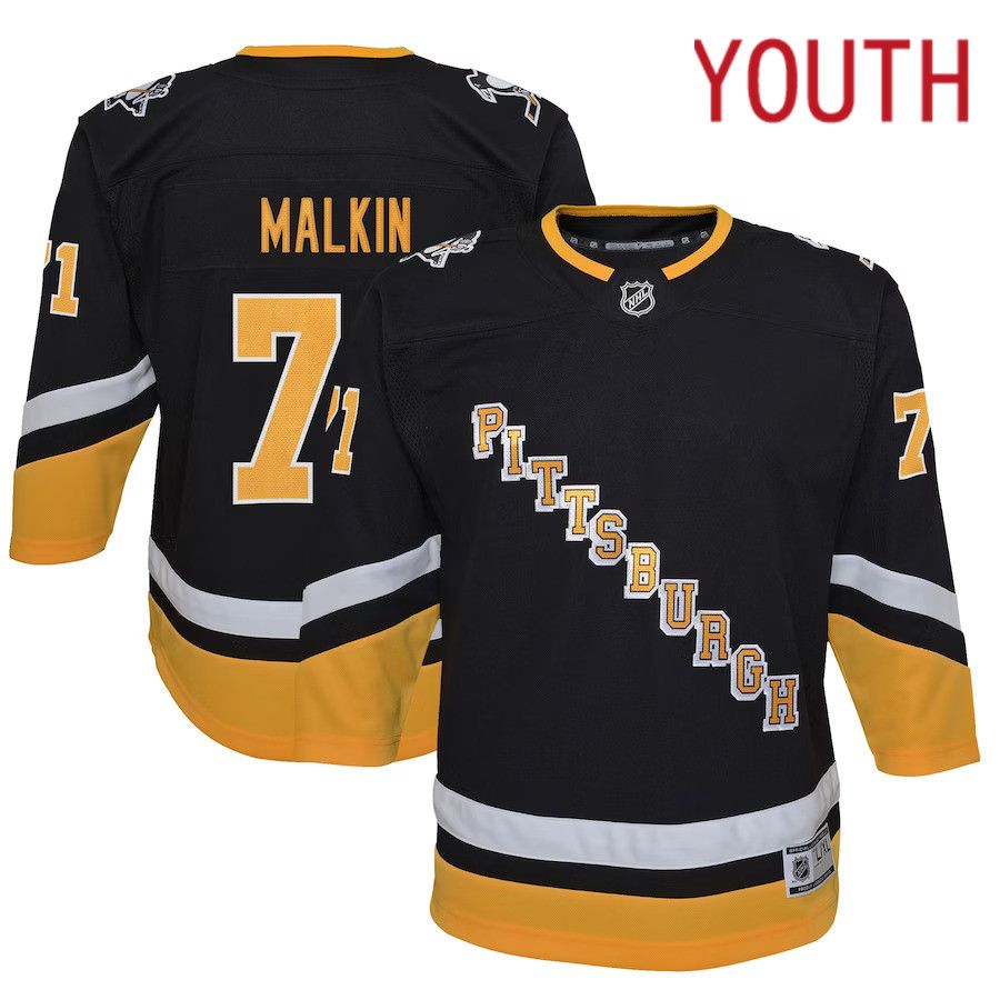 Youth Pittsburgh Penguins 7 Evgeni Malkin Black Alternate Premier Player NHL Jersey